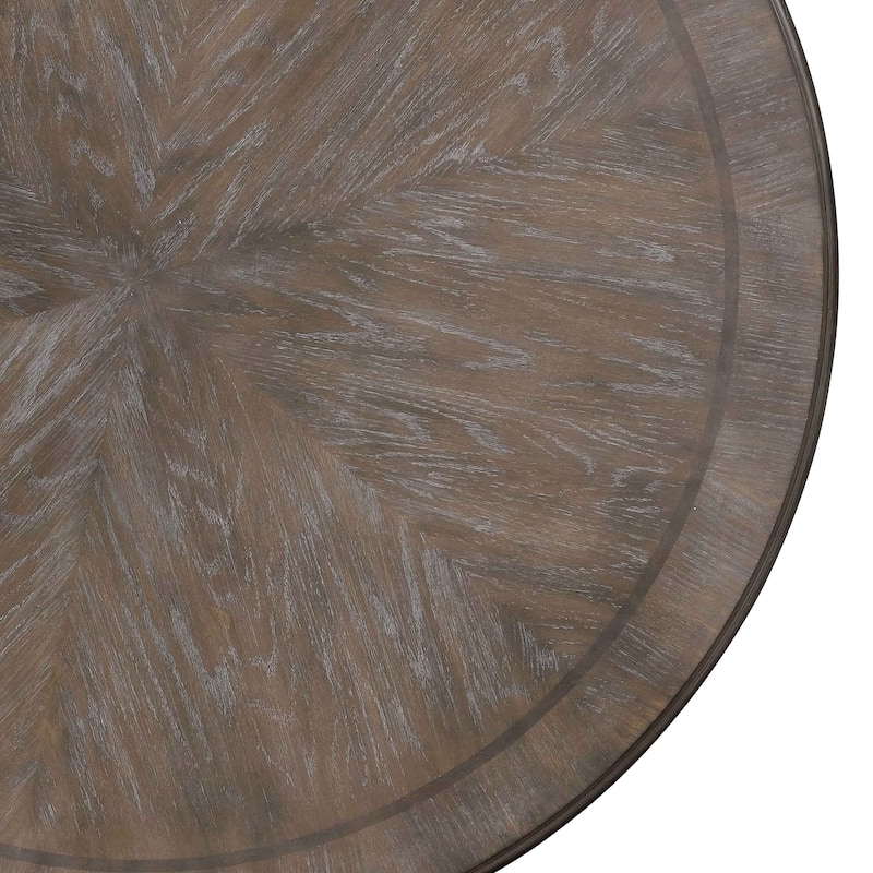 Cornerways Traditional Brown Solid Wood Pedestal Base Round Dining Set by The Gray Barn