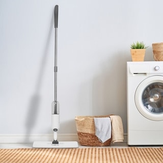 True & Tidy Spray Mop with 360-Degree Swivel Mop Head, Removable Water Tank, and 1 Microfiber Mop Pad, White