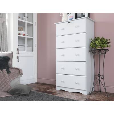 Palace Imports 100% Solid Wood 5-Jumbo Drawer Chest with Lock