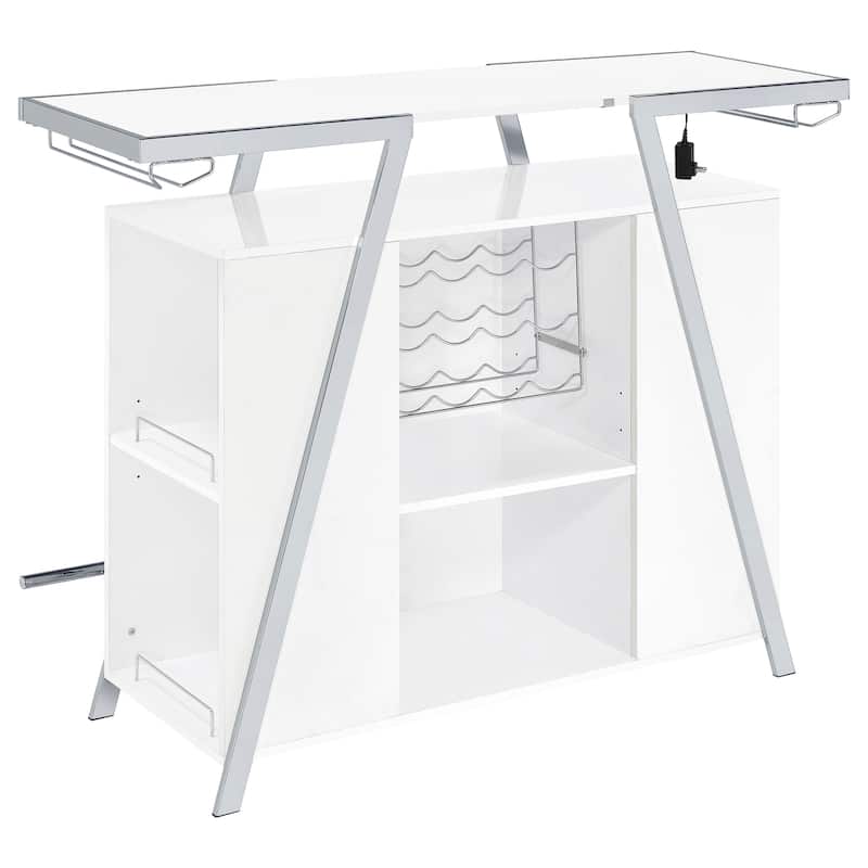 Araceli White High Gloss Freestanding LED Home Bar Cabinet