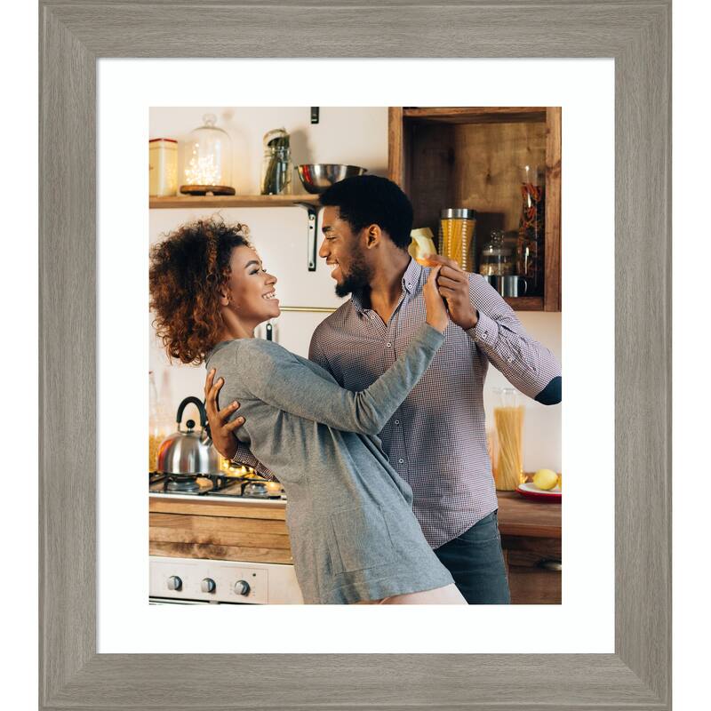 Grand Black Narrow Framed Picture Frame, Photo Frame - 20x24 Matted to 16x20 - Grand Greywash Narrow