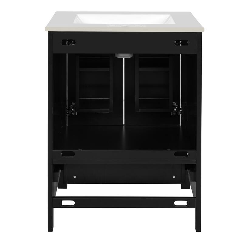 Bathroom Vanity with Sink, Multi-Functional Bathroom Cabinet, Bathroom Vanity with Door Shelf, Soft-Close Doors & 1 Drawer