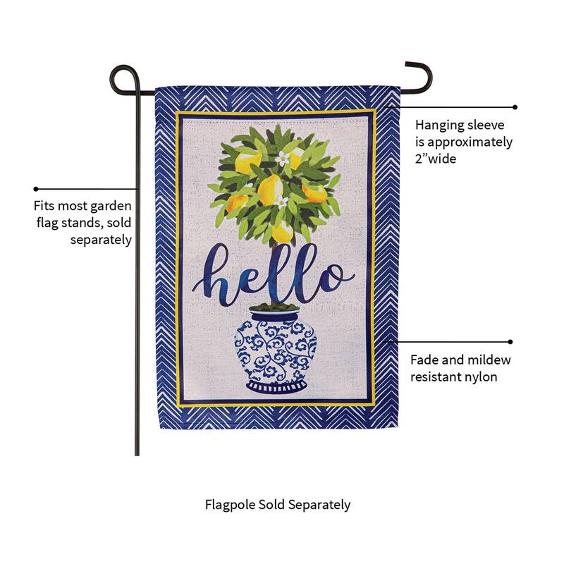 Hello Lemon Tree Burlap Garden Flag