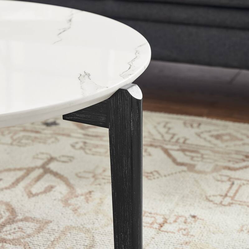 36" Modern Style Faux Marble Round Coffee Table