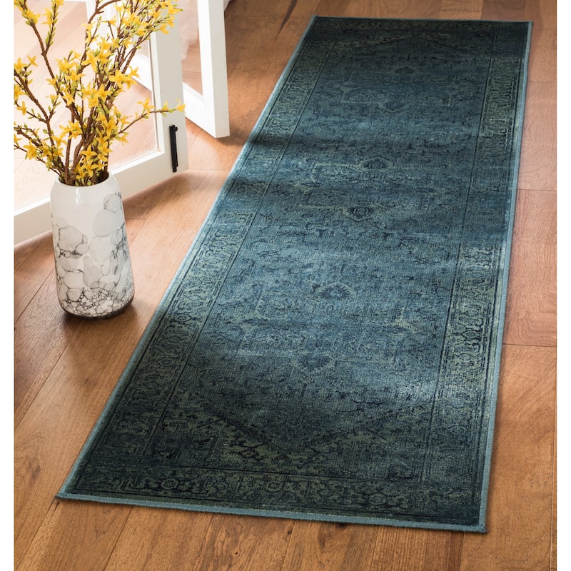 SAFAVIEH Vintage Lenna Oriental Distressed Viscose Rug - 2'2" x 8' Runner - Turquoise