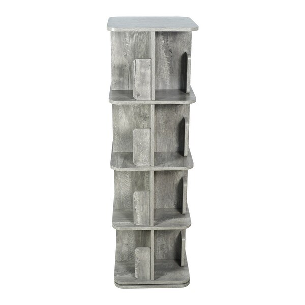 White Oak Square 4-sided Revolving Media Storage Bookcase Rotating
