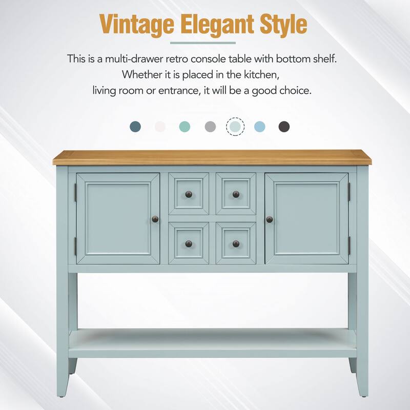 Cambridge Series Ample Storage Vintage Console Table with Four Small Drawers and Bottom Shelf