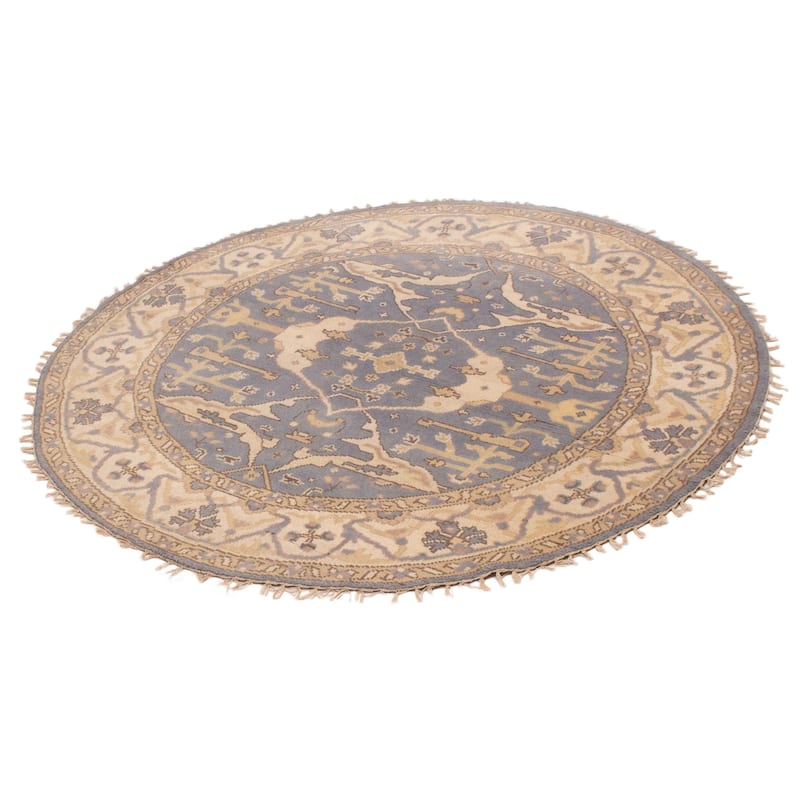 ECARPETGALLERY Hand-knotted Royal Oushak Light Denim Blue Wool Rug - 5'11 x 5'11