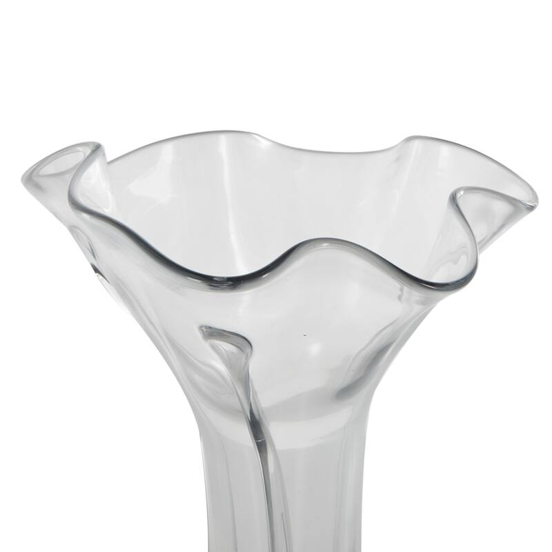 Clear Glass Fluted Tulip Abstract Vase