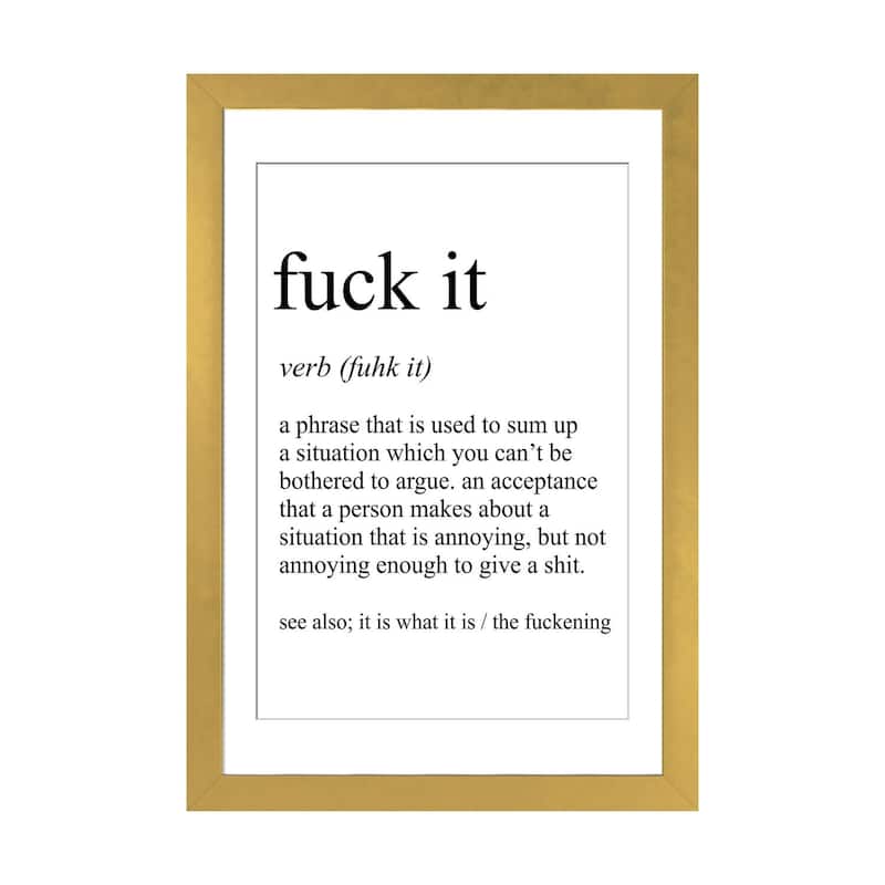 iCanvas "F-ck It" by Pixy Paper - Gold - 24x16x1