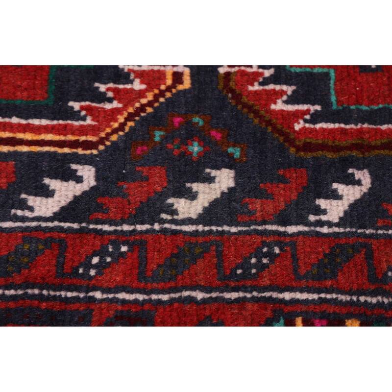 ECARPETGALLERY Hand-knotted Baluch Dark Navy, Red Wool Rug - 3'1 x 6'0