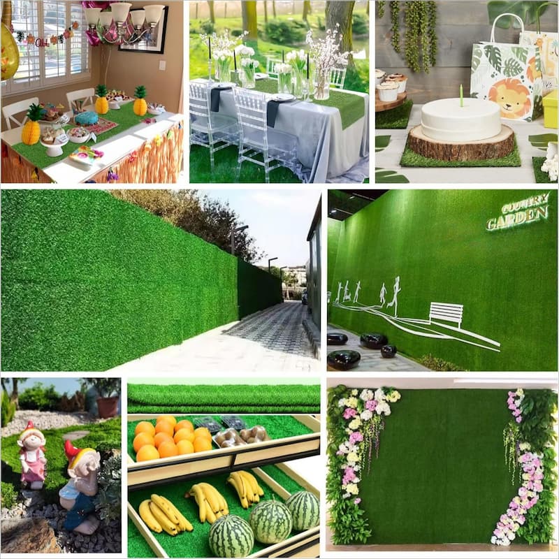5ft x 10ft Premium Artificial Turf Mat with Drainage Holes, Thick Fake Grass with Rubber Backing(Grass height 0.6 inches/1.5cm)
