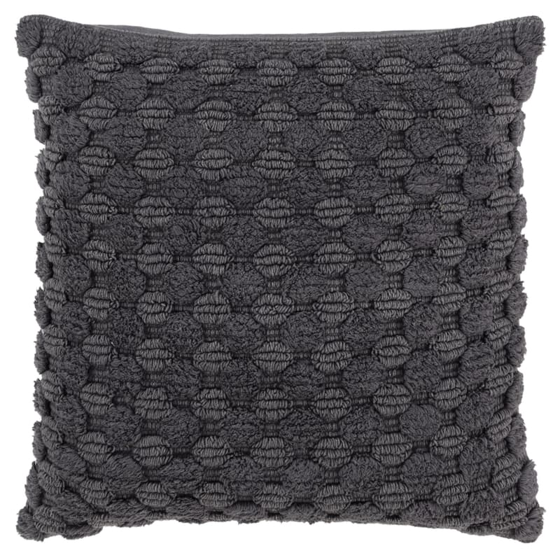 HomeRoots 20" Charcoal Cotton Throw Pillow With Texture