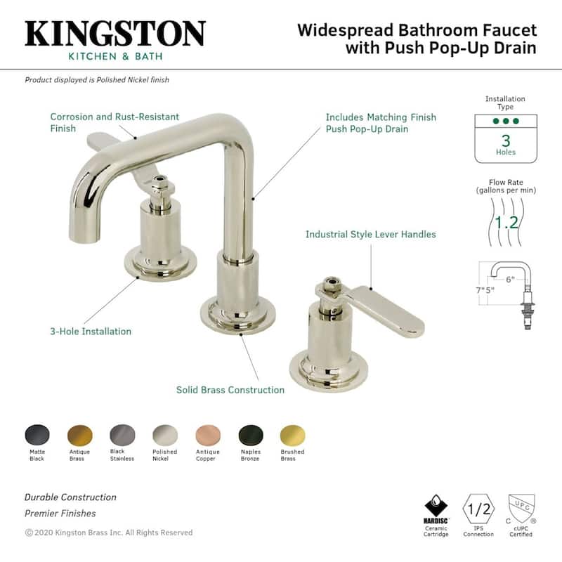 Kingston Brass Knight Single-Handle 1-Hole Deck Mount Bathroom Faucet with Push Pop-Up