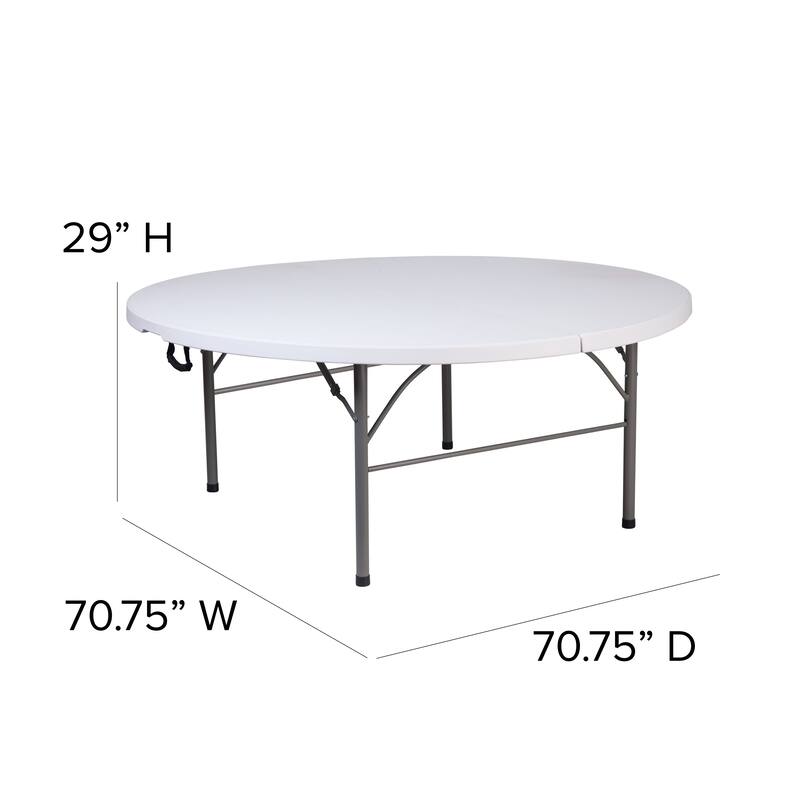 5.89-Foot Round Bi-Fold Plastic Banquet Folding Table with Handle