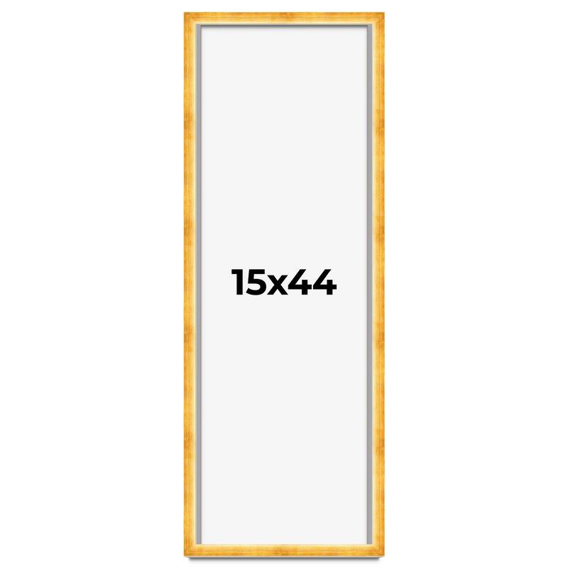 15x44 Shadow Box Frame Gold | 1.625 Inches Deep Real Wood Traditional