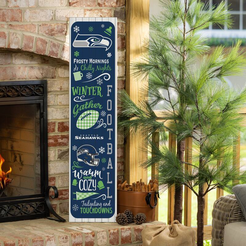 47" Double Sided Seasonal Porch Leaner, Seattle Seahawks - 47" x 11.25" - Winter