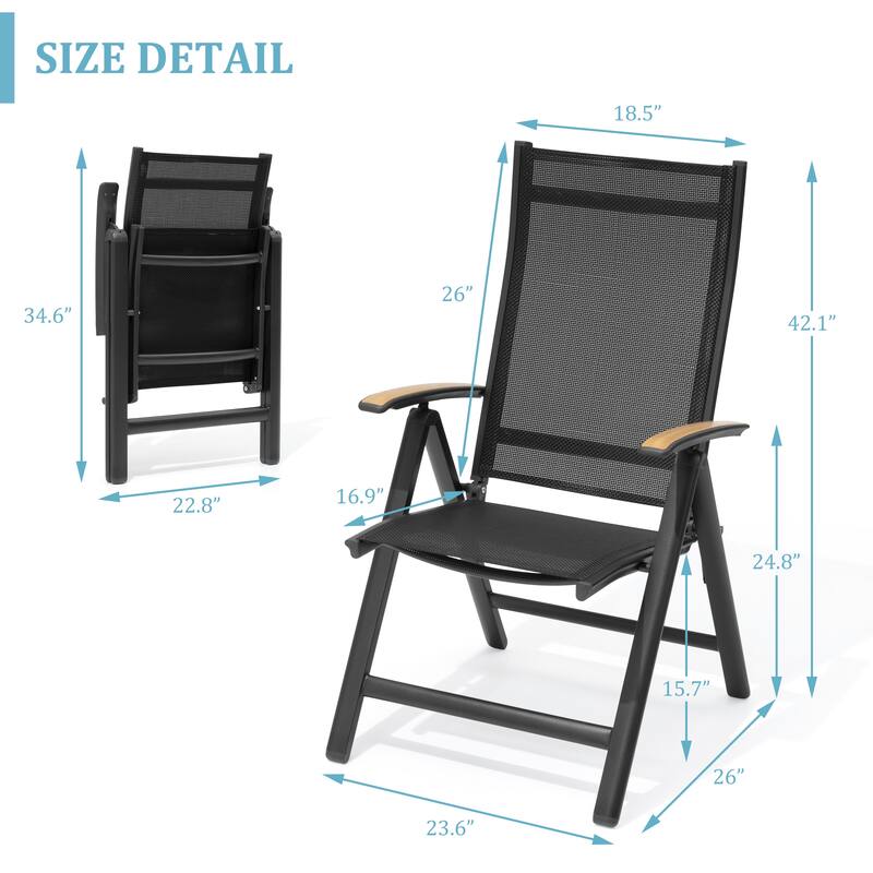 9-Piece Outdoor Patio Dining Set Aluminum Dining Table with Folding Chairs - Set of 9