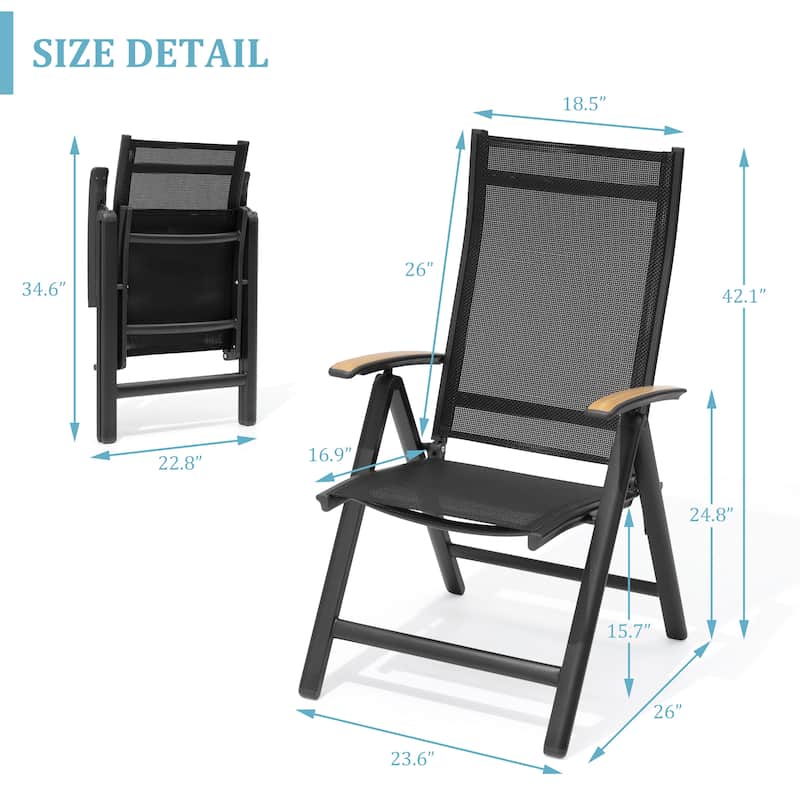 Pellebant Patio Folding Chairs Camping Deck Garden Aluminum Dining Chair - 23.6 in W * 16.9 in D * 42.1 in H