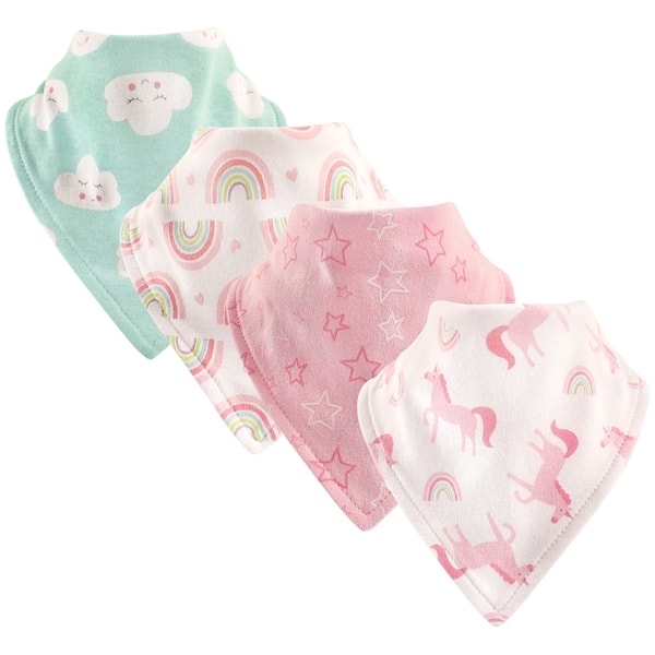slide 1 of 1, Luvable Friends Baby Girl Cotton Bandana Bibs 4pk, Rainbow, One Size - Rainbow - One Size One Size - Rainbow