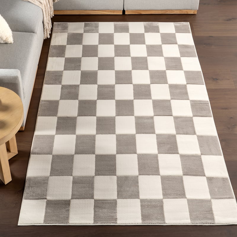 Nuloom Zhuri Checkered Machine Washable Area Rug - 5' x 8' - Cream - Rectangle