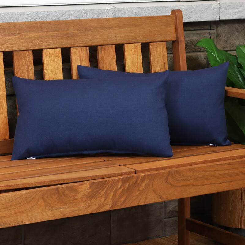 Sunnydaze 2 Outdoor Lumbar Throw Pillows - 12 x 20-Inch - Navy