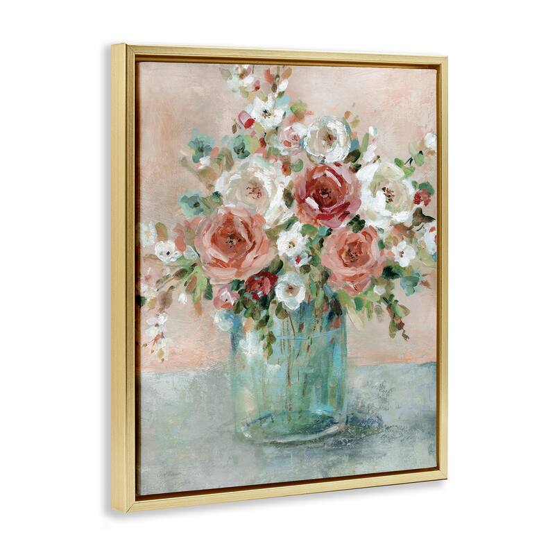 Stupell Red & White Roses Framed Floater Canvas Wall Art Design By Carol Robinson