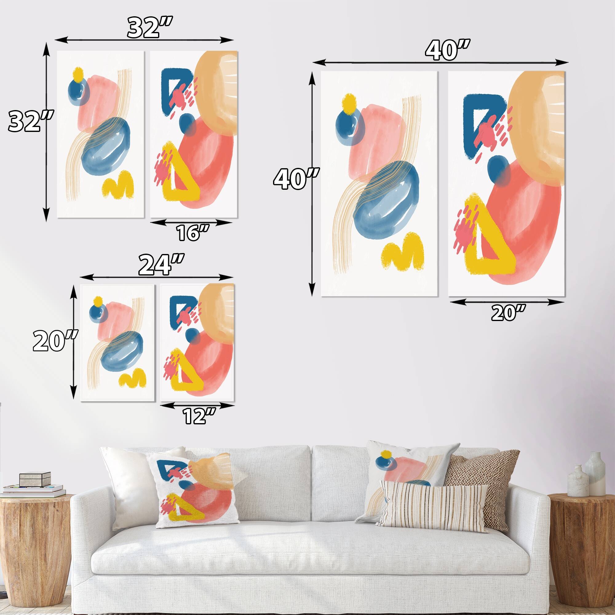 Designart 'Abstract Organic Shapes In Retro Gradients II' Abstract Set ...