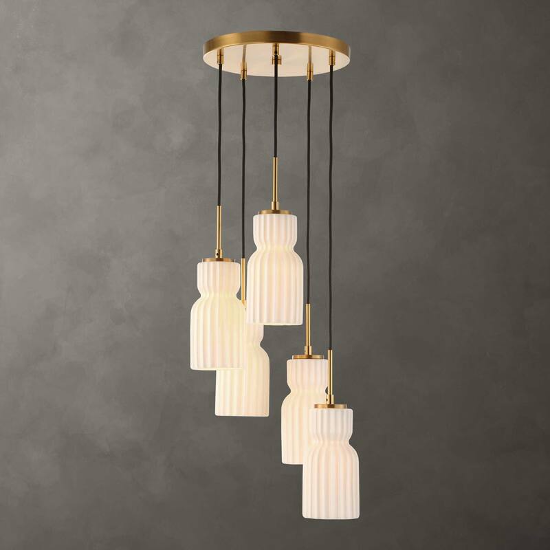 Uttermost Vanier 5 Light Cluster Pendant - 14"W x 14"D x 9.625"H