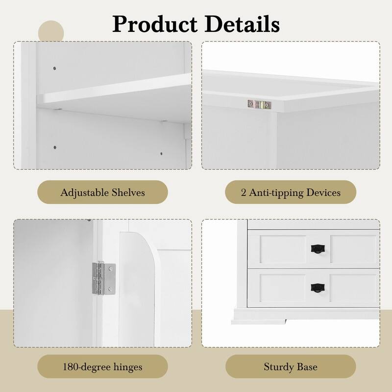 Freestanding 78.3" Kitchen Pantry with Hutch, Large Kitchen Pantry Storage with Drawers,Door Shelf and Adjustable Shelves