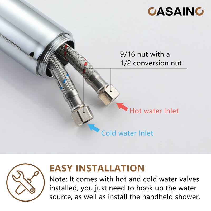 CASAINC Single-Handle Freestanding Floor-Mount Roman Tub Faucet with Handheld Shower