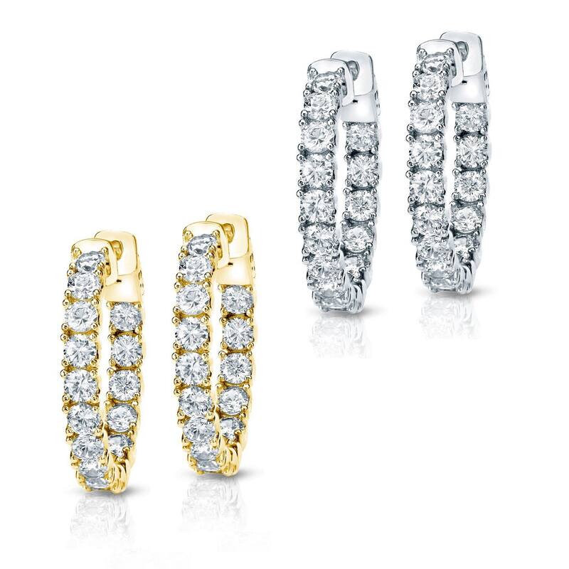 Auriya 14k Gold 1 carat TW Small Diamond Hoop Earrings - 0.75-inch (J-K, I1-I2)