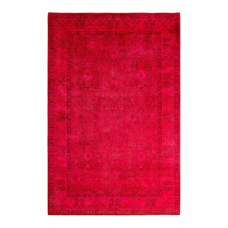 Overdyed, One-of-a-Kind Hand-Knotted Area Rug - Pink - 6' 2" x 9' 2"
