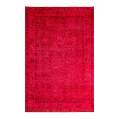Overdyed, One-of-a-Kind Hand-Knotted Area Rug - Pink - 6' 2" x 9' 2"