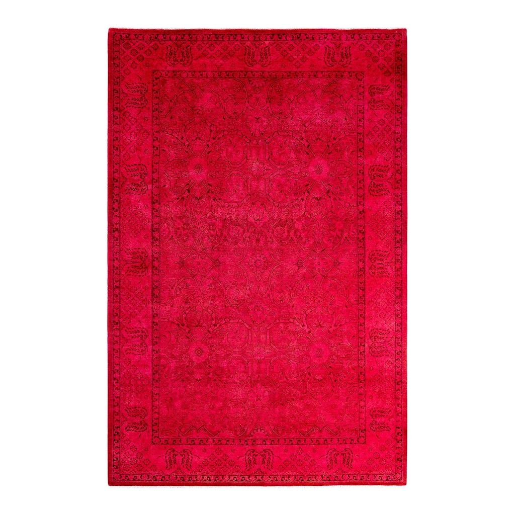 Overdyed, One-of-a-Kind Hand-Knotted Area Rug - Pink - 6' 2" x 9' 2"