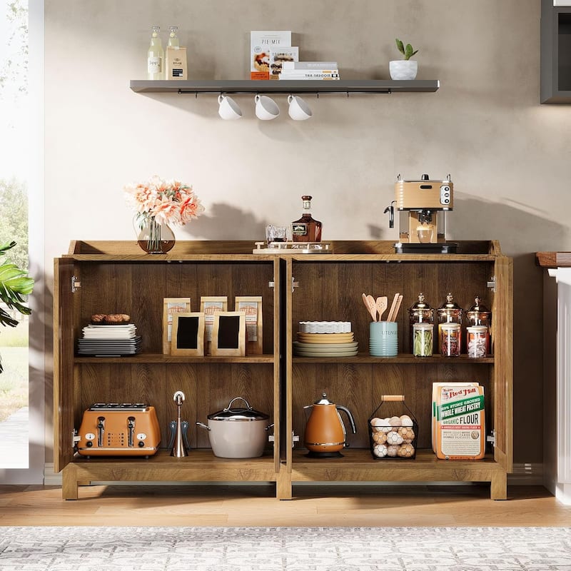 Sideboard Buffet Cabinet, 57" Farmhouse Storage Cabinet with Doors and Adjustable Shelf