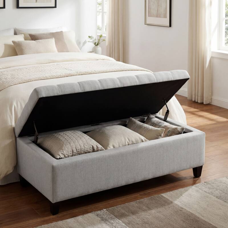 Upholstered Storage Ottoman Bench for Bedroom, Entryway & Foot Rest