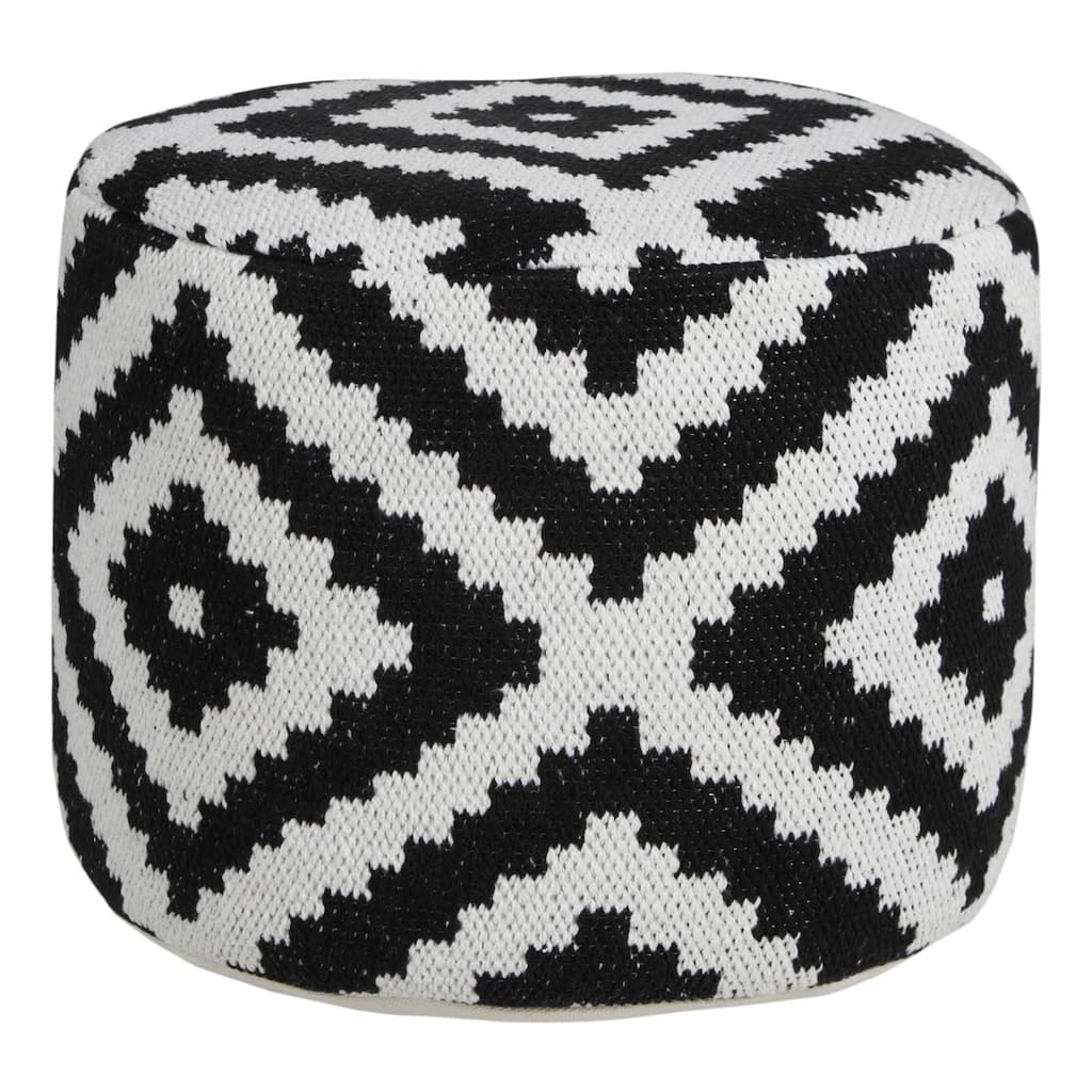 Cotton Blend Geometric Pouf Ottoman for Living Room and Bedroom Decor