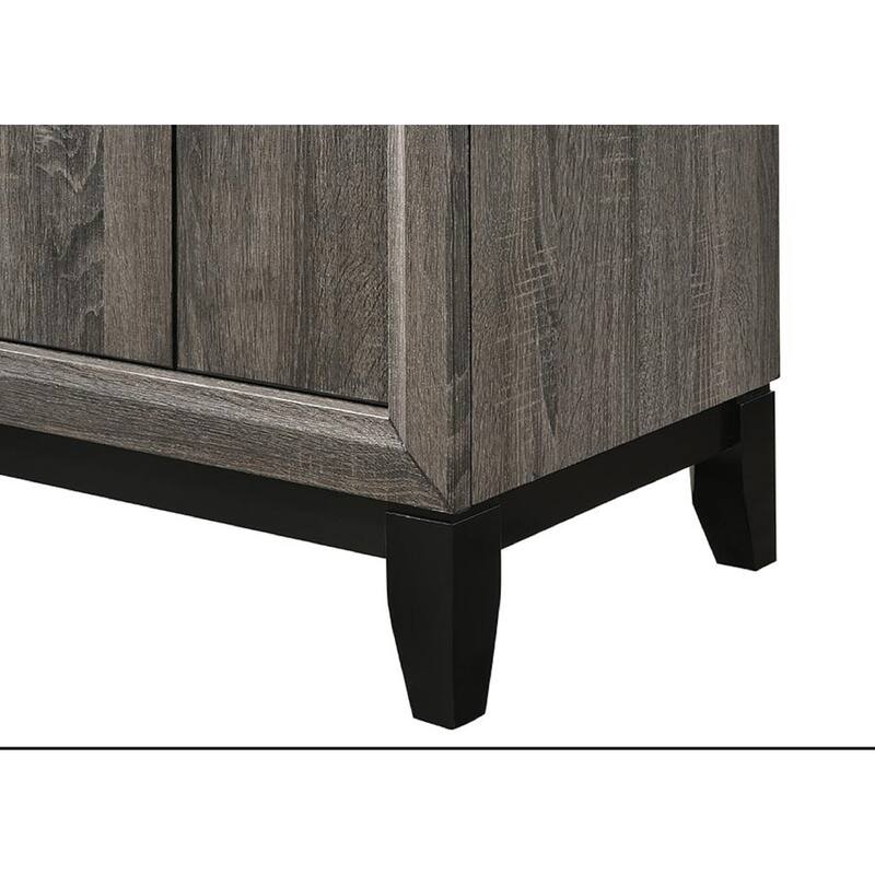 Modern 2-Drawer Nightstand with Metal Handles, Gray Brown Finish