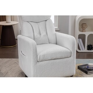 White Teddy Fabric Gilder Rocking Chair with Swivel and Pocket - Bed ...
