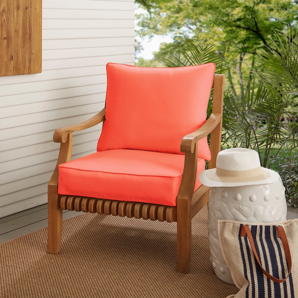 Kokomo Solid Color Sunbrella Fabric Lounge Pillow and Cushion Set - 23.5 in w x 23 in d