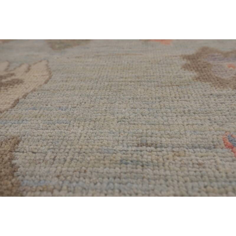 Light Blue Turkish Oushak Vegetable Dye Area Rug Handmade Wool Carpet - 8'2"x 9'10"