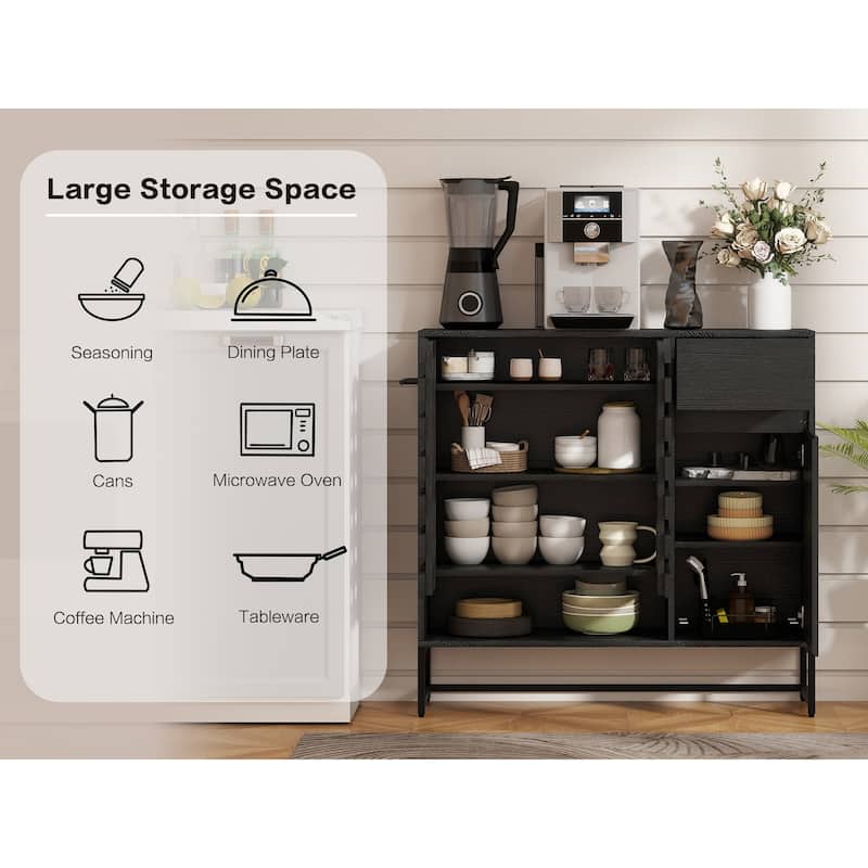 44.3"Sideboard Cabinet With Storage,Coffee Bar Console Table With Storage,Storage Cabinet With Arched Lattice Doors And Drawer