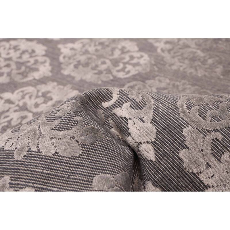 ECARPETGALLERY Hand Loomed Elysian Dark Grey Viscose, Wool Rug - 8'4 x 11'7