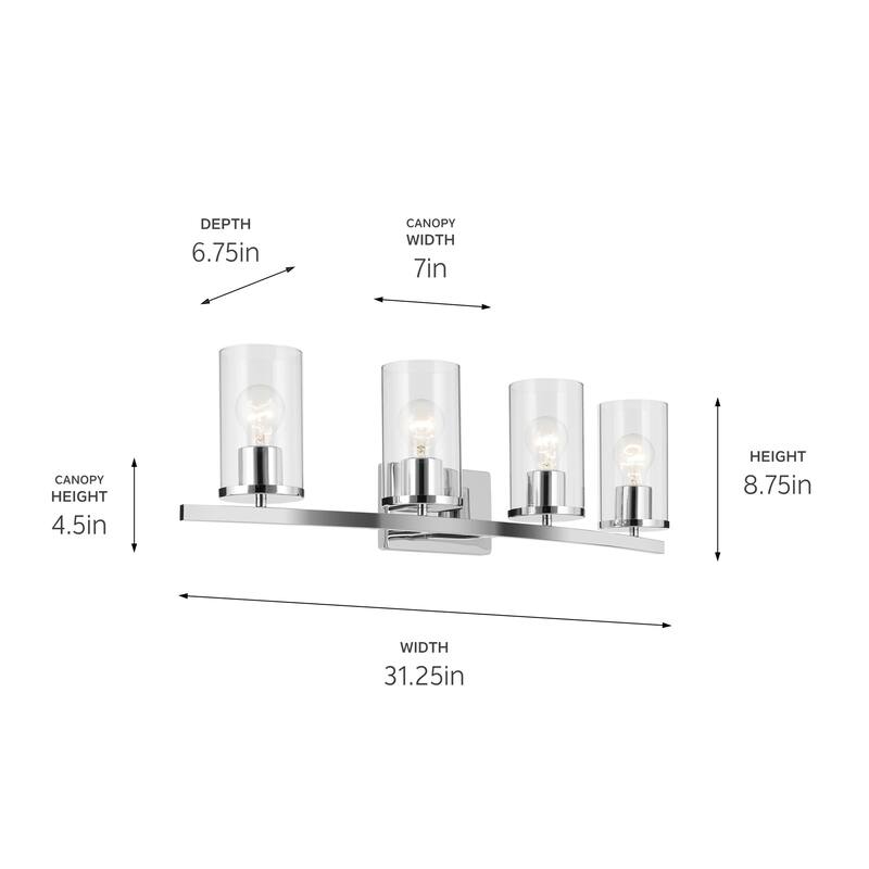 Kichler Lighting Crosby Bathroom Vanity Light with Clear Glass