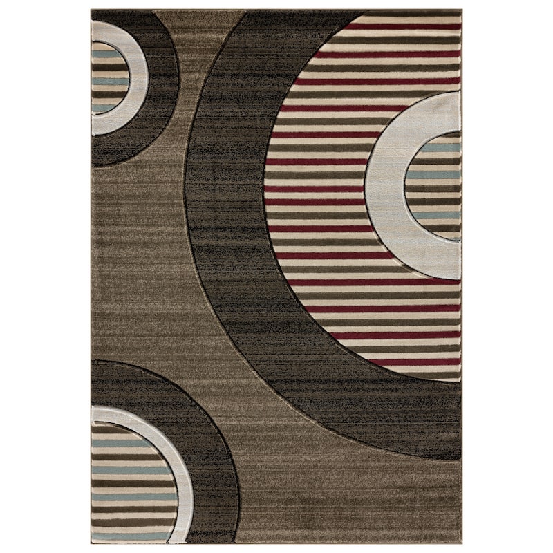 Glamour Collection Geometric Polypropylene Area Rug - 2'1'' X 3'3'' - Brown/Beige