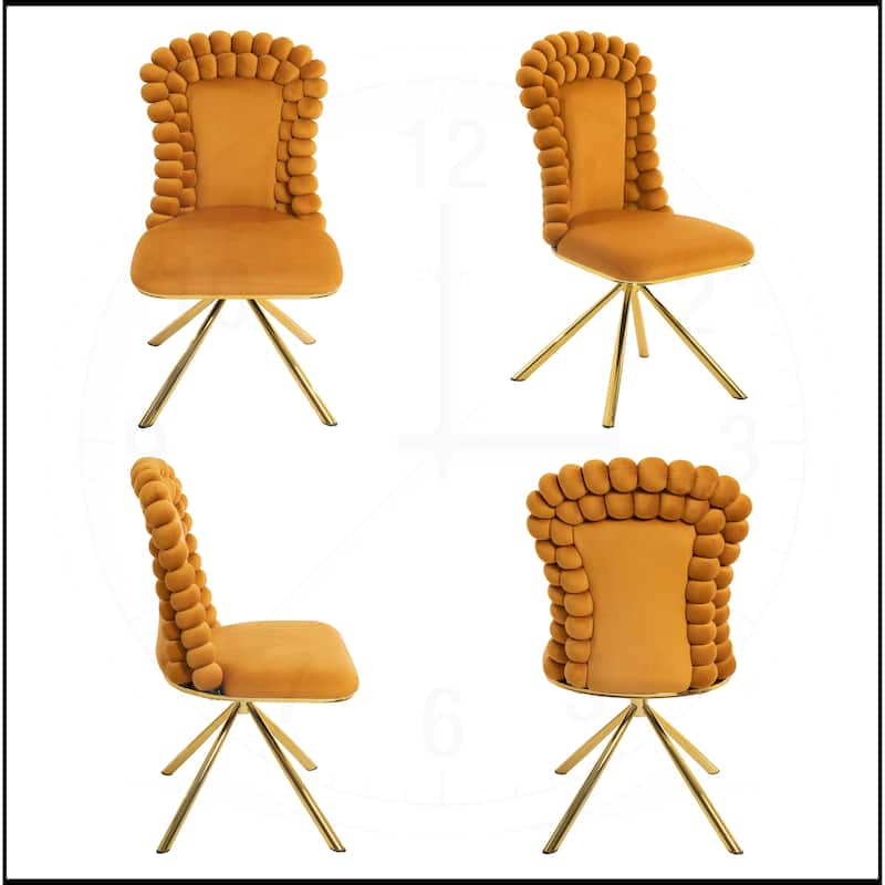 Swivel Velvet Dining Chairs with Gold Metal Legs Set of 2