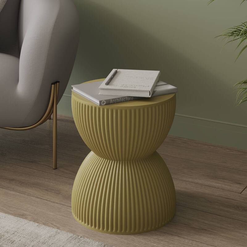15" Wide Side Table in Painted Fiberstone with Hourglass Design Spire Collection