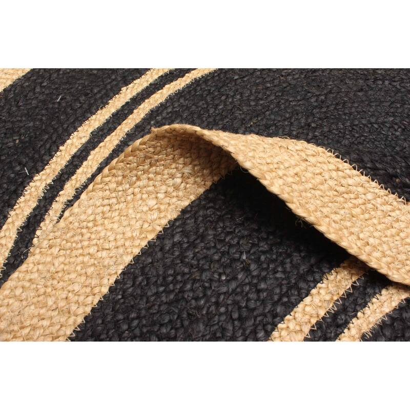 ECARPETGALLERY Braided Weave Palas Denizli Black Jute Rug - 3'10 x 3'10