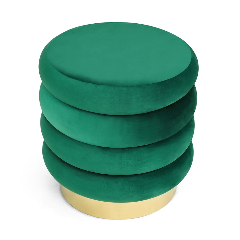 Adeco Round Storage Ottoman with Removable Lid, Vanity Velvet Footrest